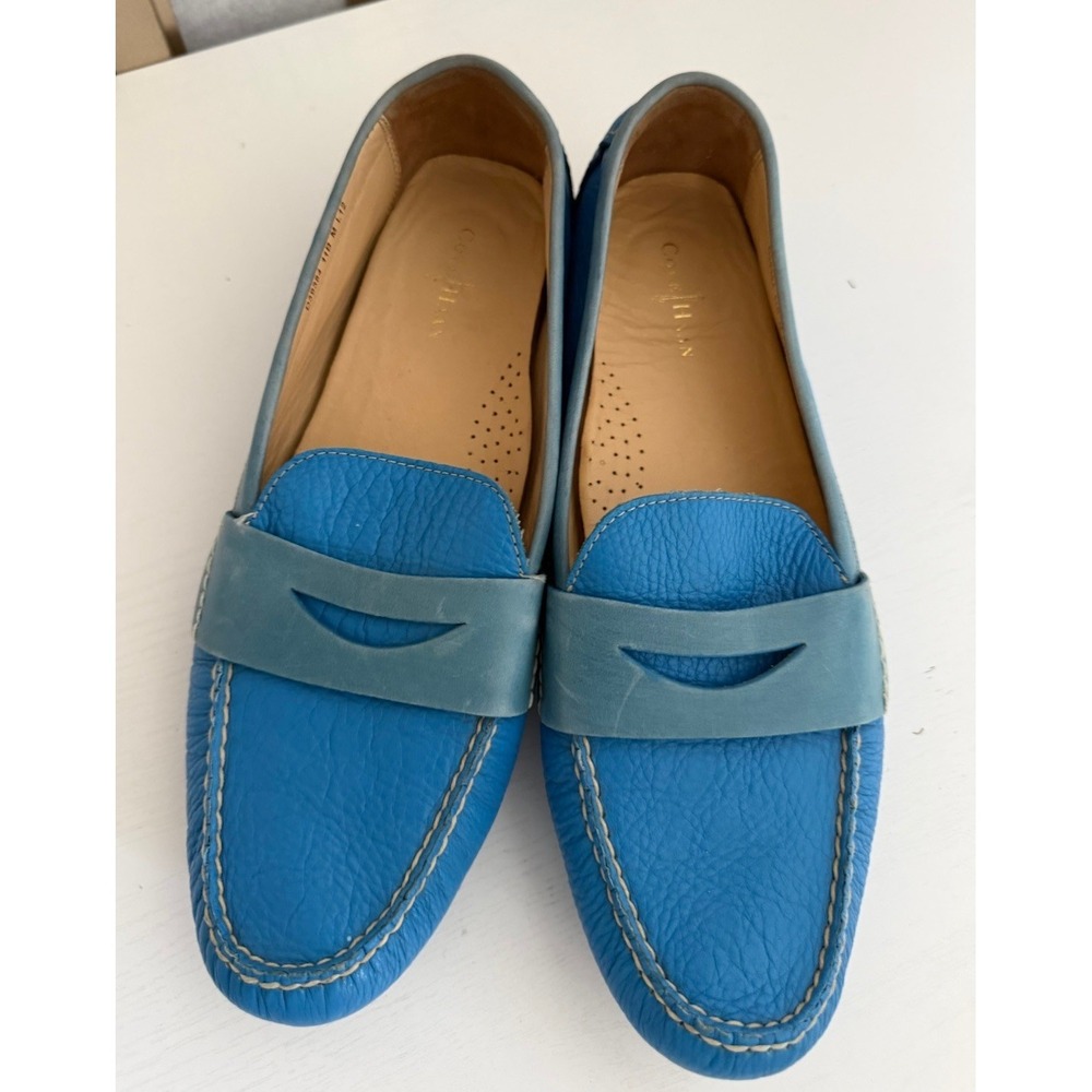 Cole Haan Womens Leather Sadie Driver Loafer Blue Topaz Air Sole Mocs Flats 11 B